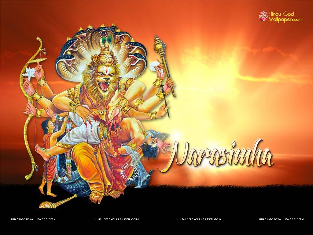 Lord Narasimha Sunset Background Background