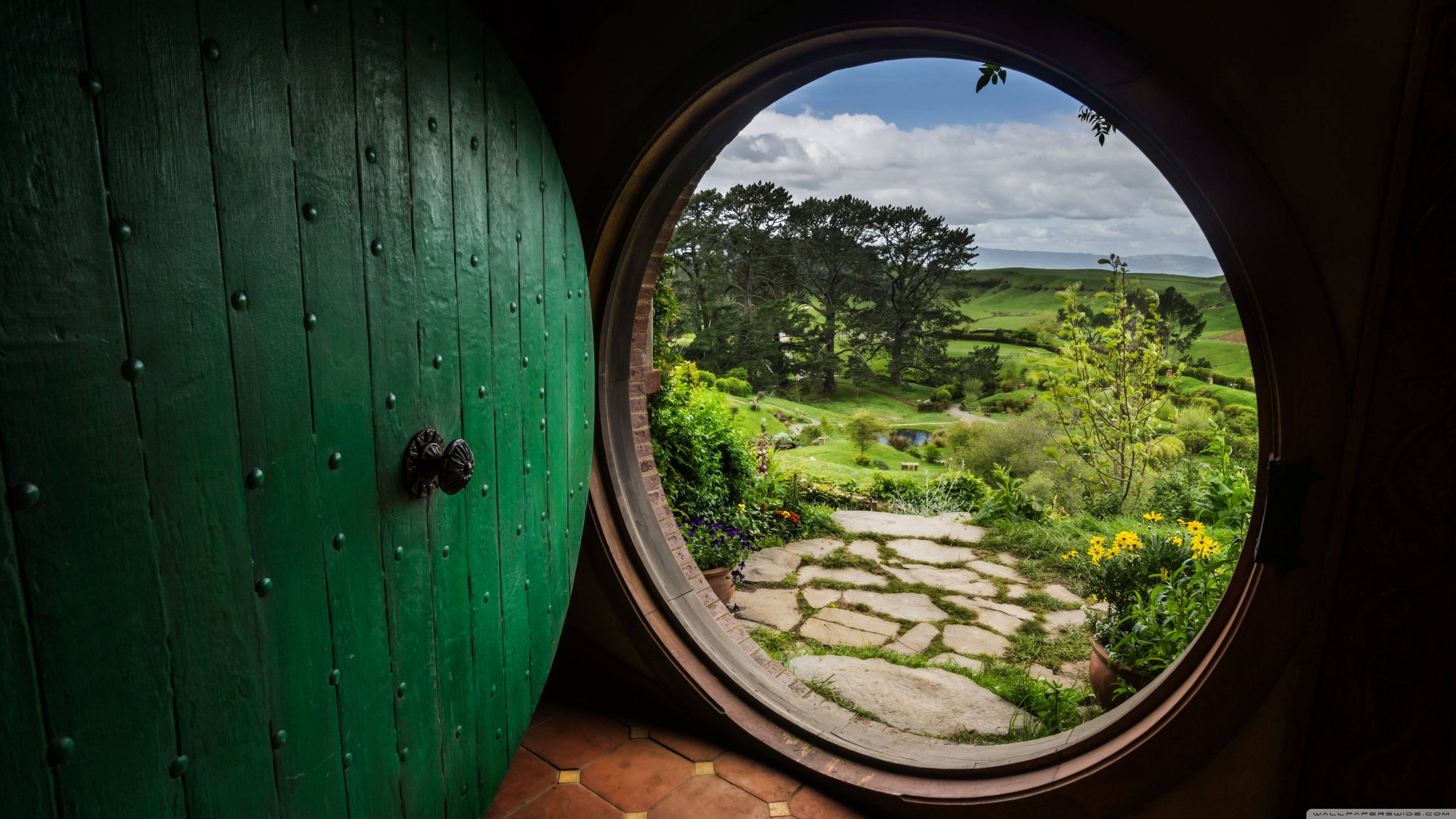 Lord Of The Rings Landscape Hobbit Door Background