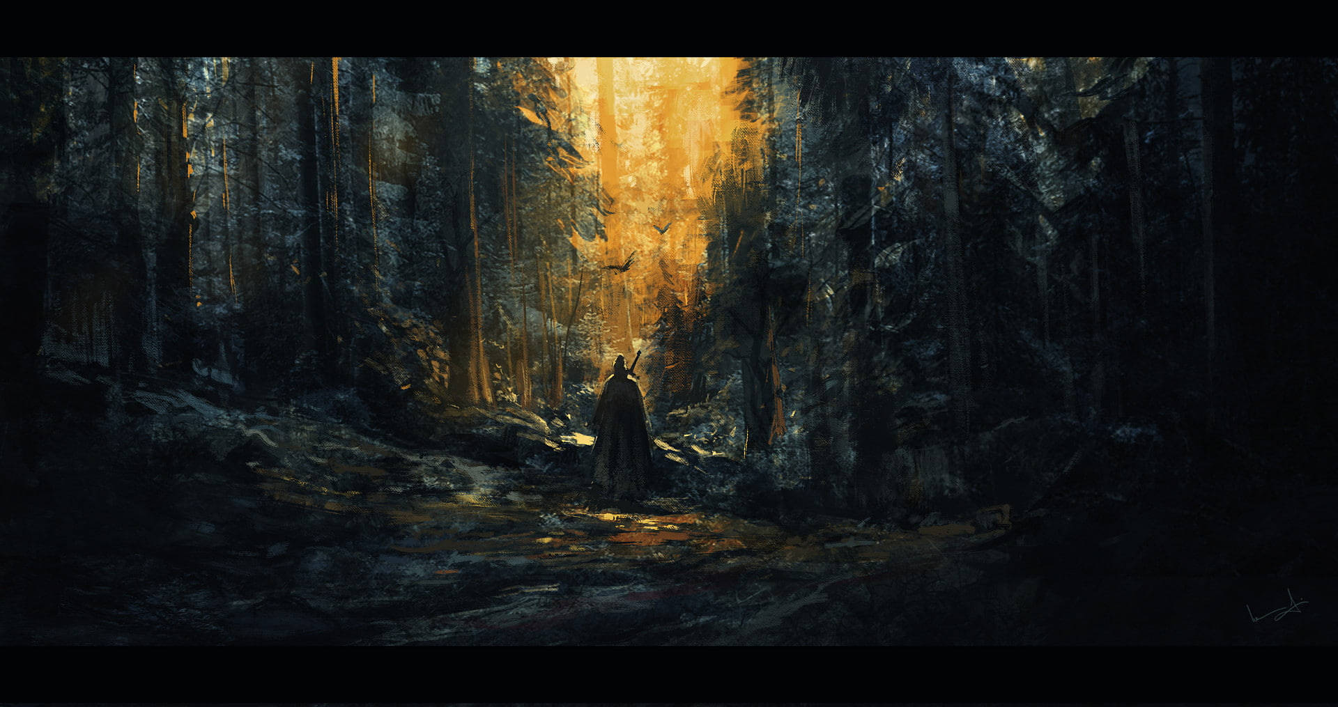 Lord Of The Rings Landscape Painting Forest Background