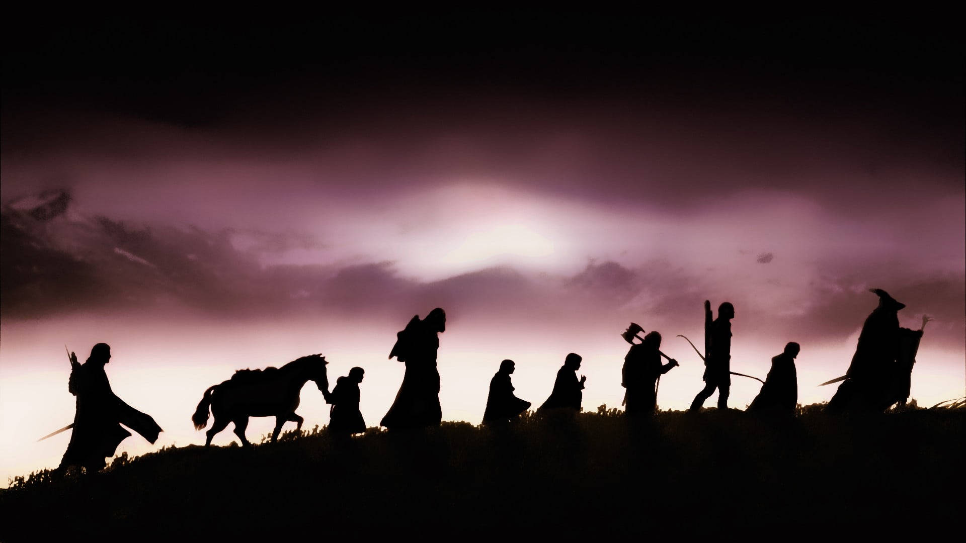 Lord Of The Rings Landscape Purple Sky Background