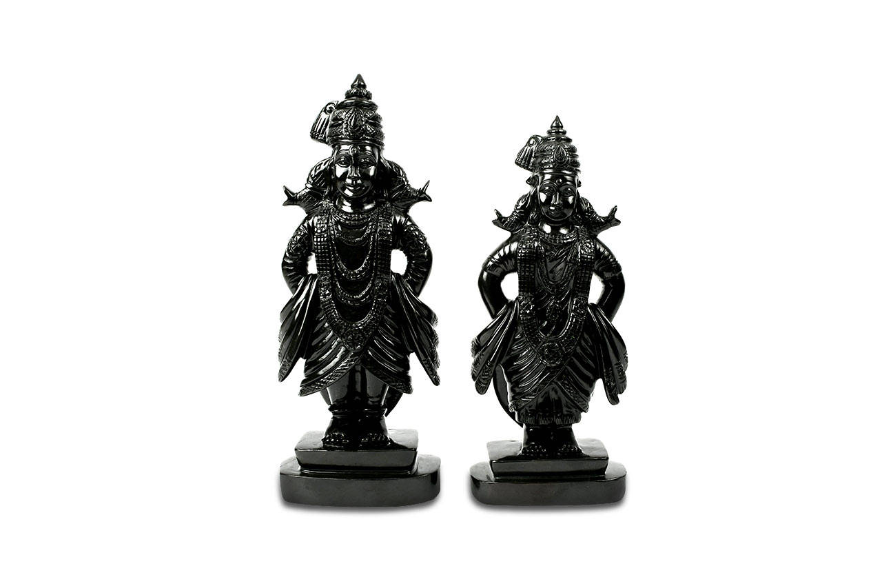 Lord Pandurang And Rukmini In White Background