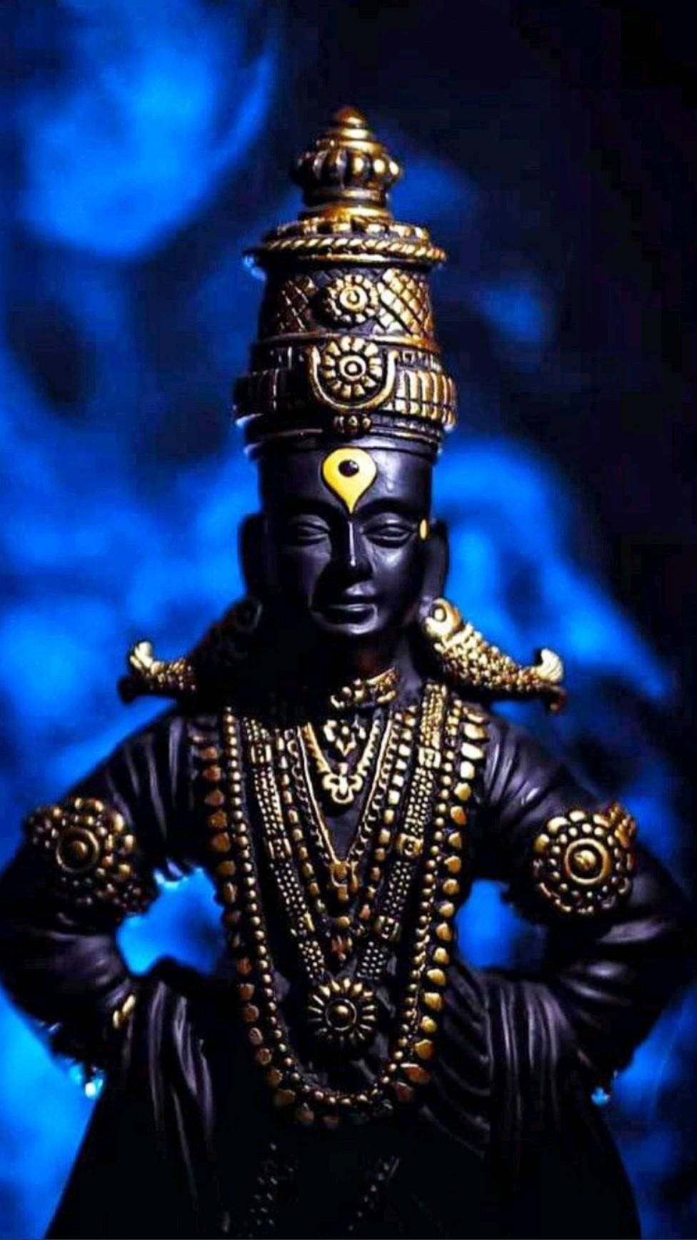 Lord Pandurang In Blue Themed Background Background