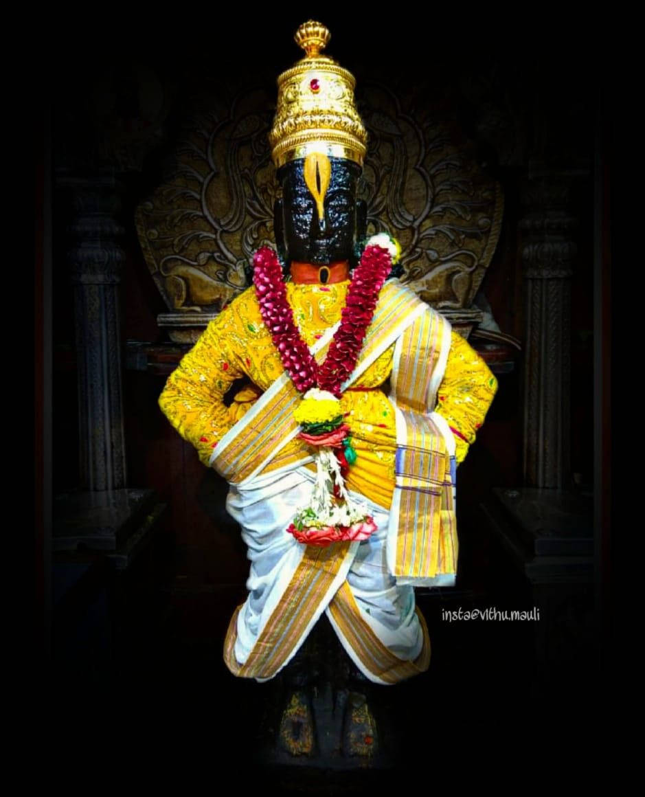 Lord Pandurang In Yellow Clothing Background