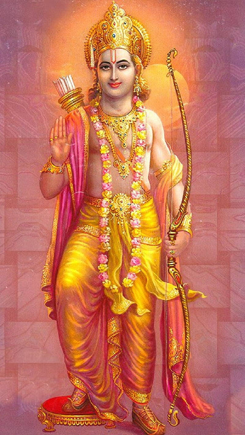 Lord Rama Golden Portrait Background