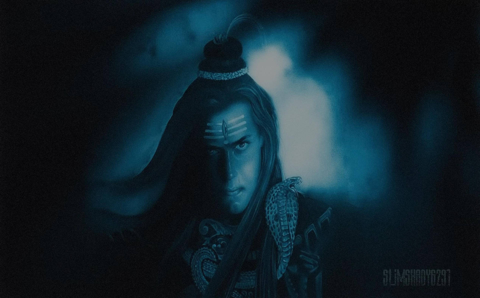 Lord Shiva 4k Blue Background
