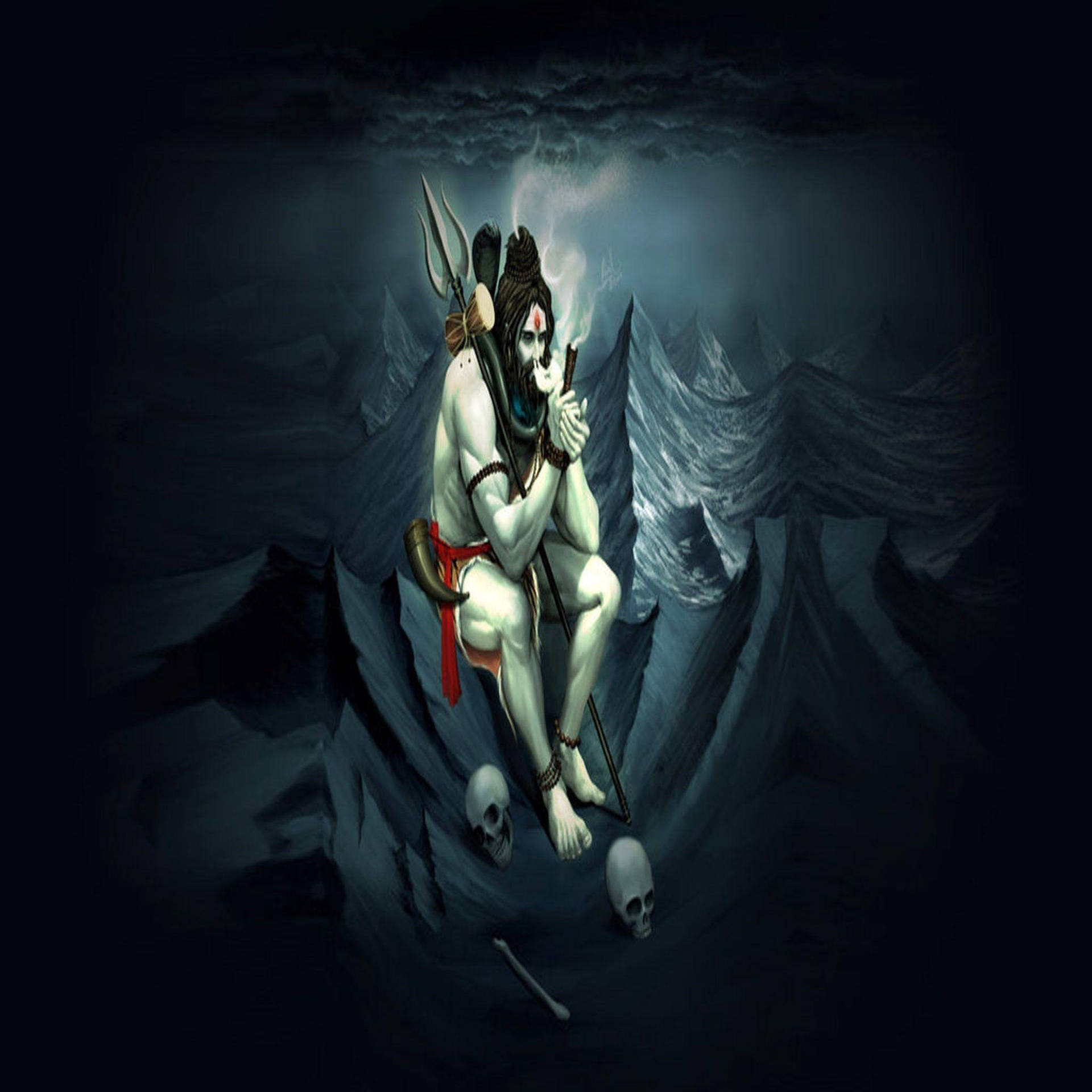 Lord Shiva 4k With Skulls Background