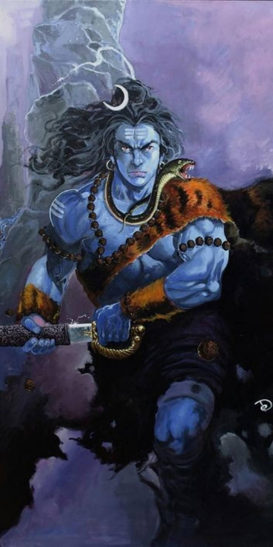 Lord Shiva Angry Blue Rudra