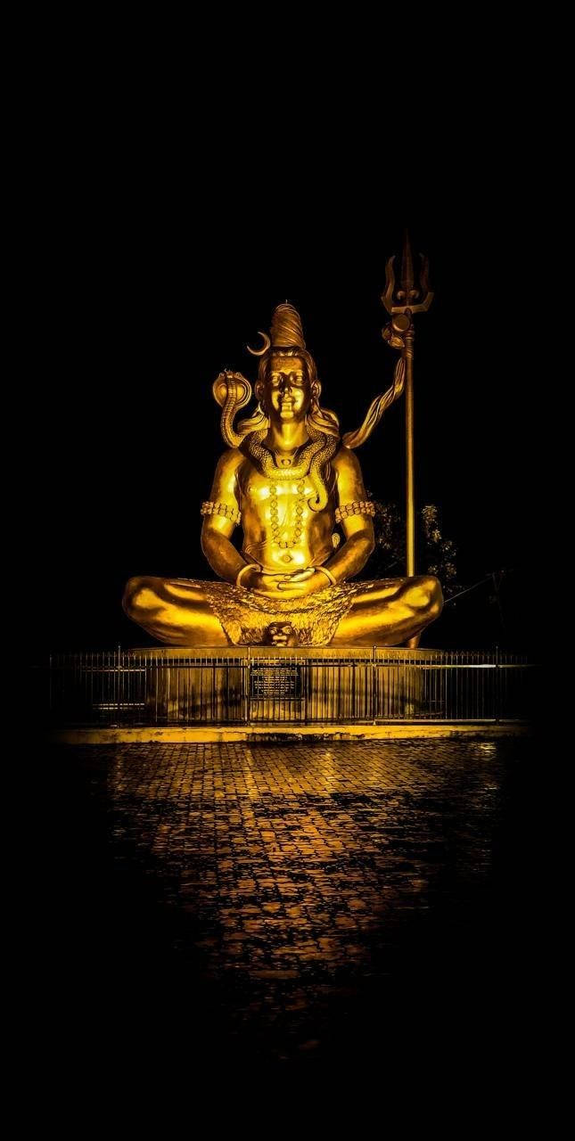 Lord Shiva Angry Gold Statue