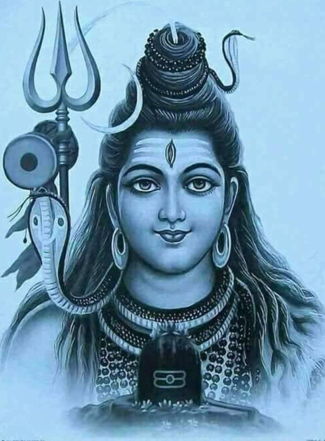 Lord Shiva Angry With Black Snake On Head