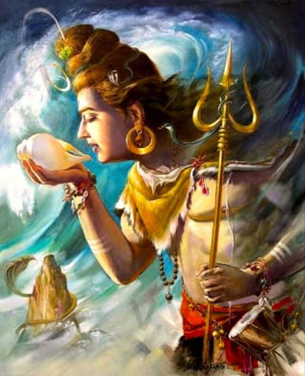 Lord Shiva Angry With Conch Shell