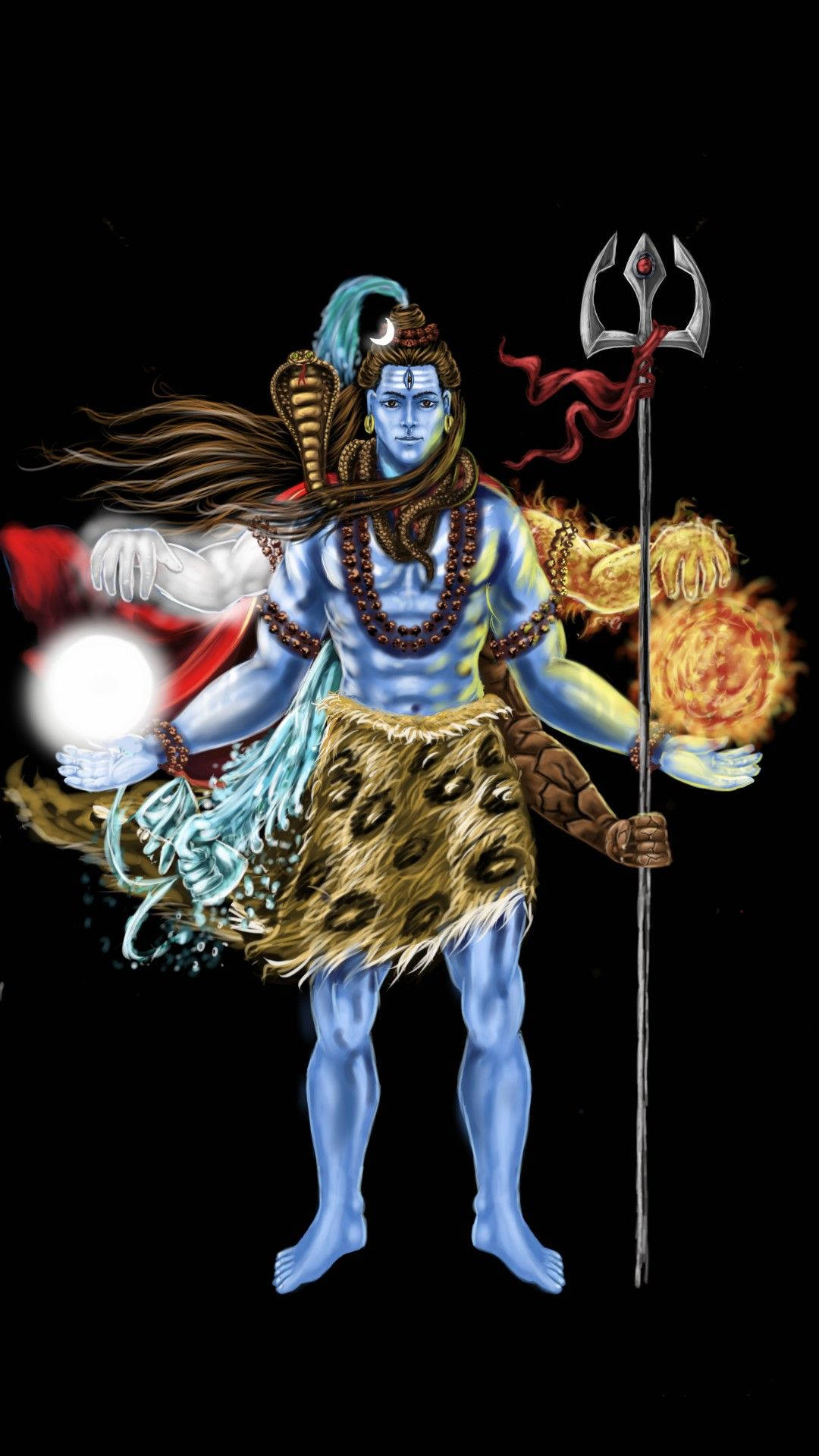 Lord Shiva Angry With Three Hands