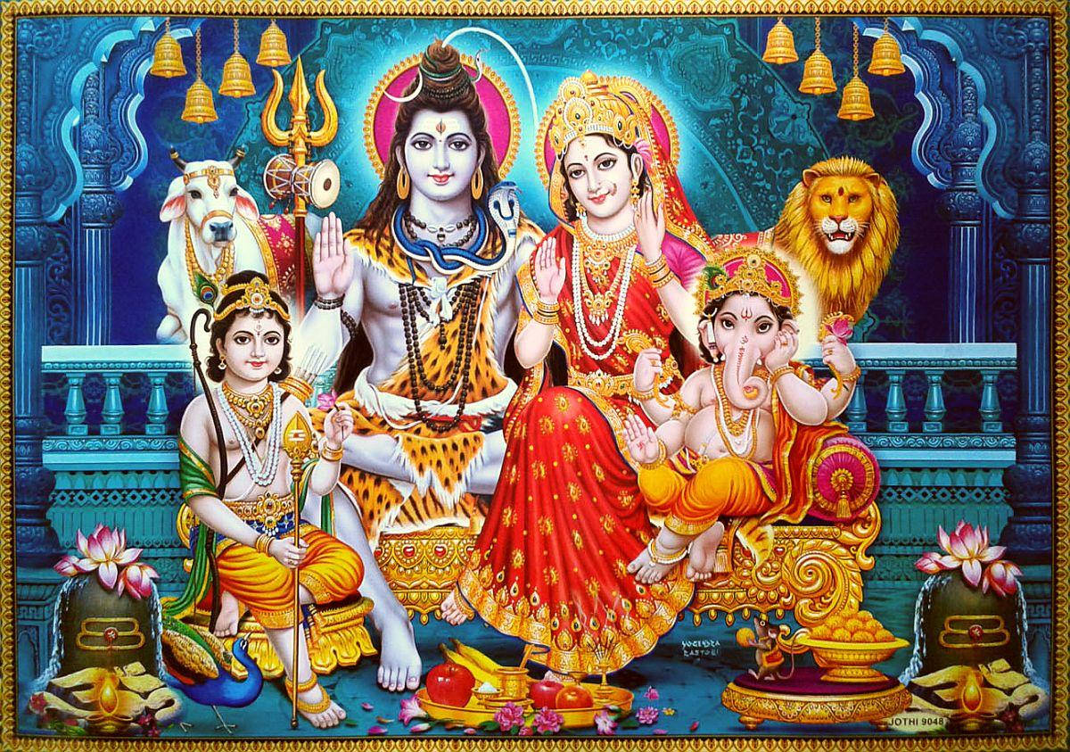 Lord Shiva Family In Fancy Mansion