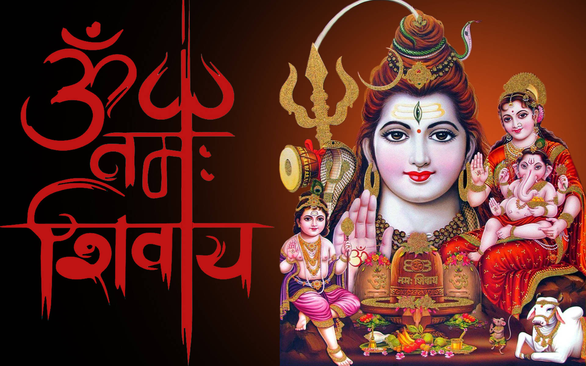 Lord Shiva Family With Children Background