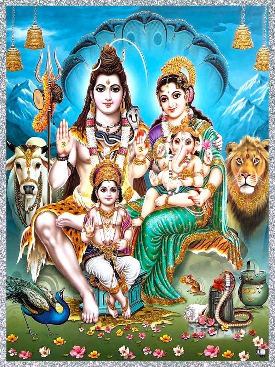 Lord Shiva Family With Exotic Animals