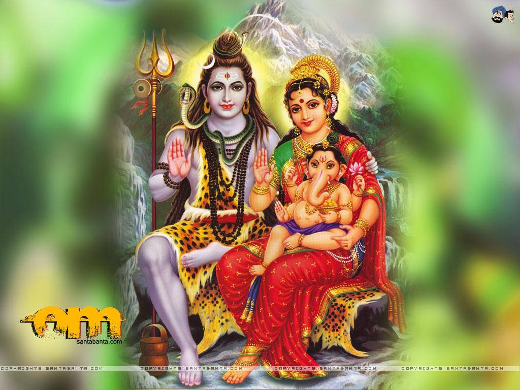 Lord Shiva Family With Ganesha Background
