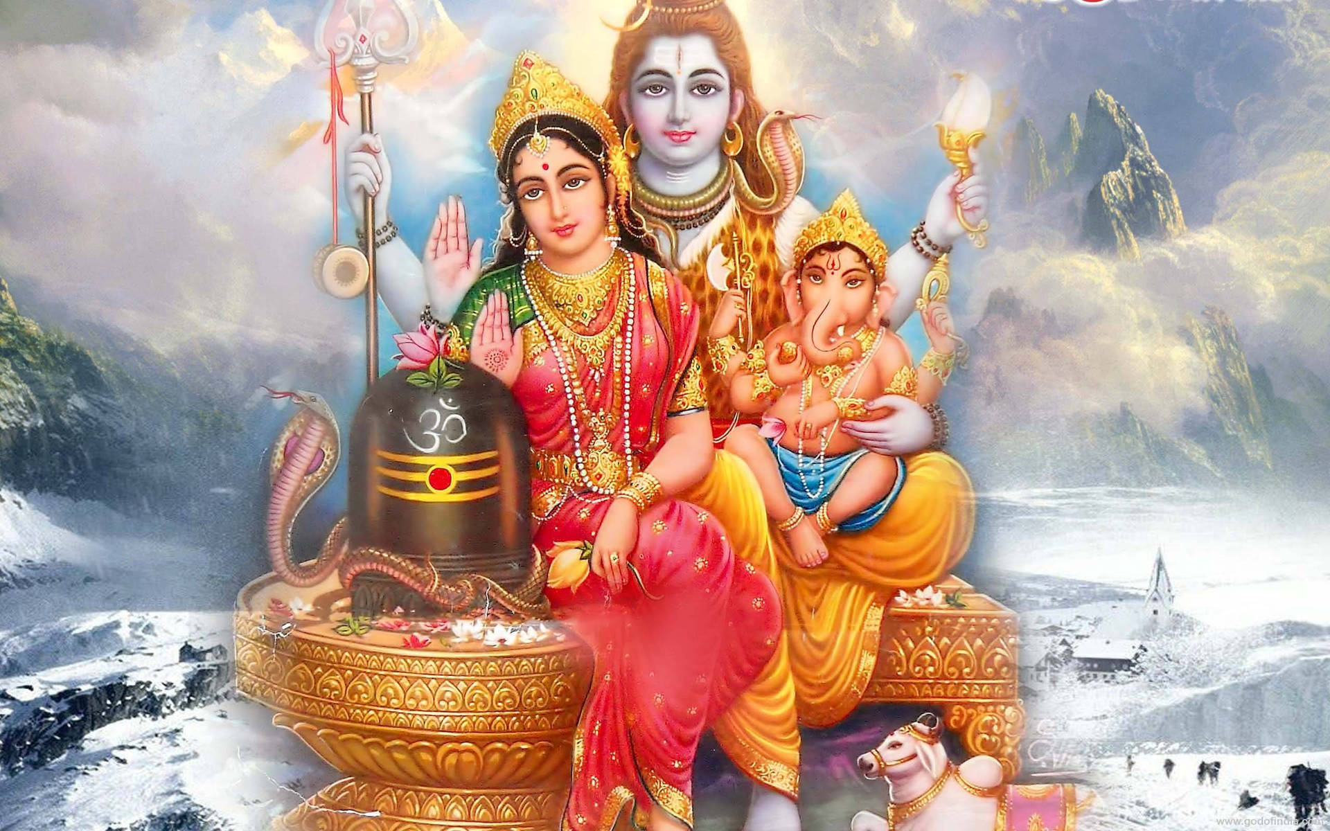 Lord Shiva Family With Golden Basket