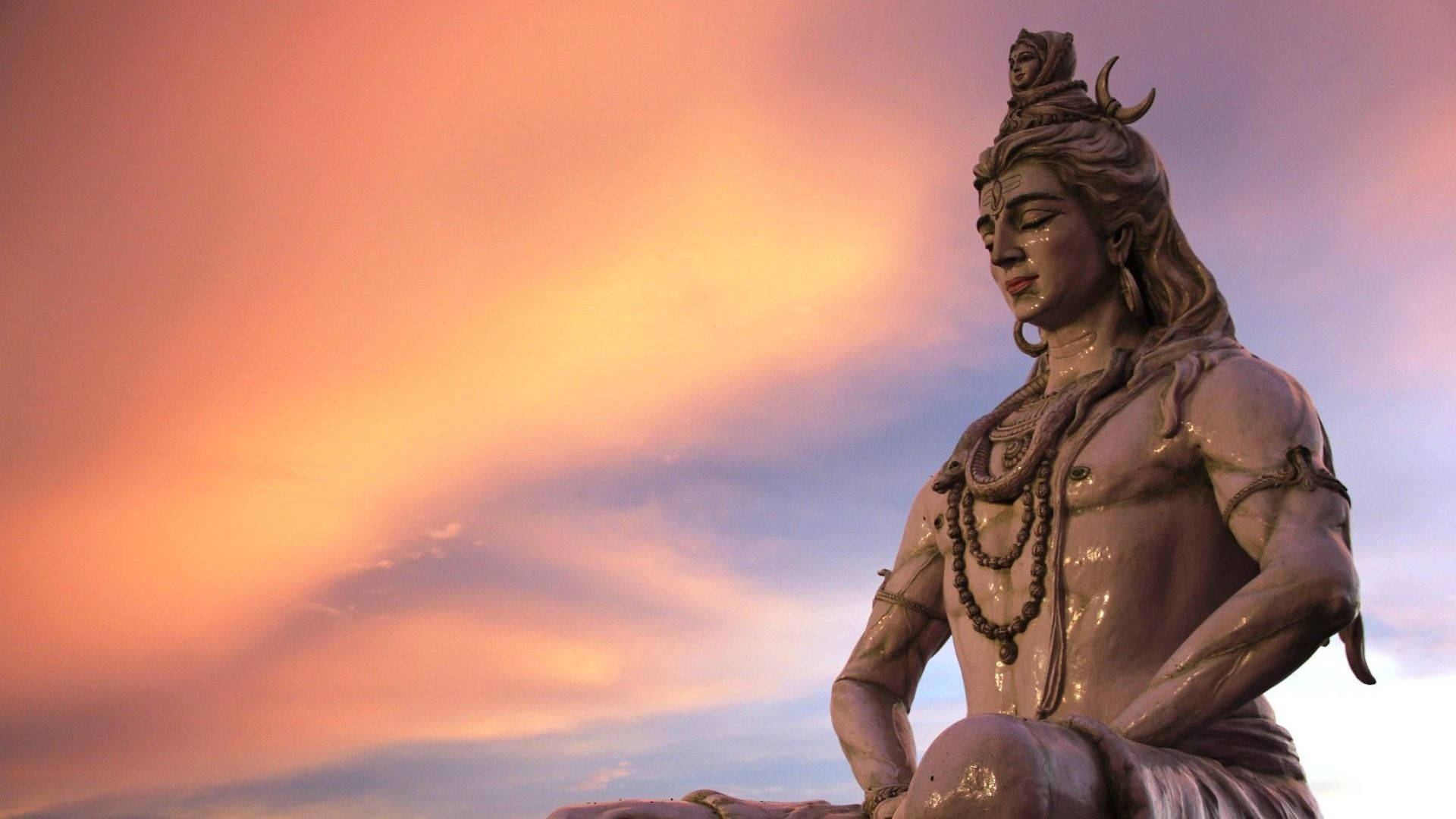 Lord Shiva Hd Statue Under Sunset Background