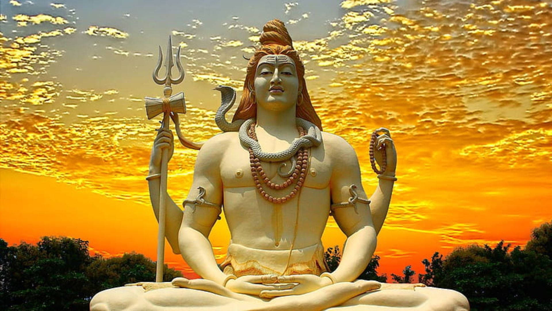 Lord Shiva Hd Sunset Statue Background