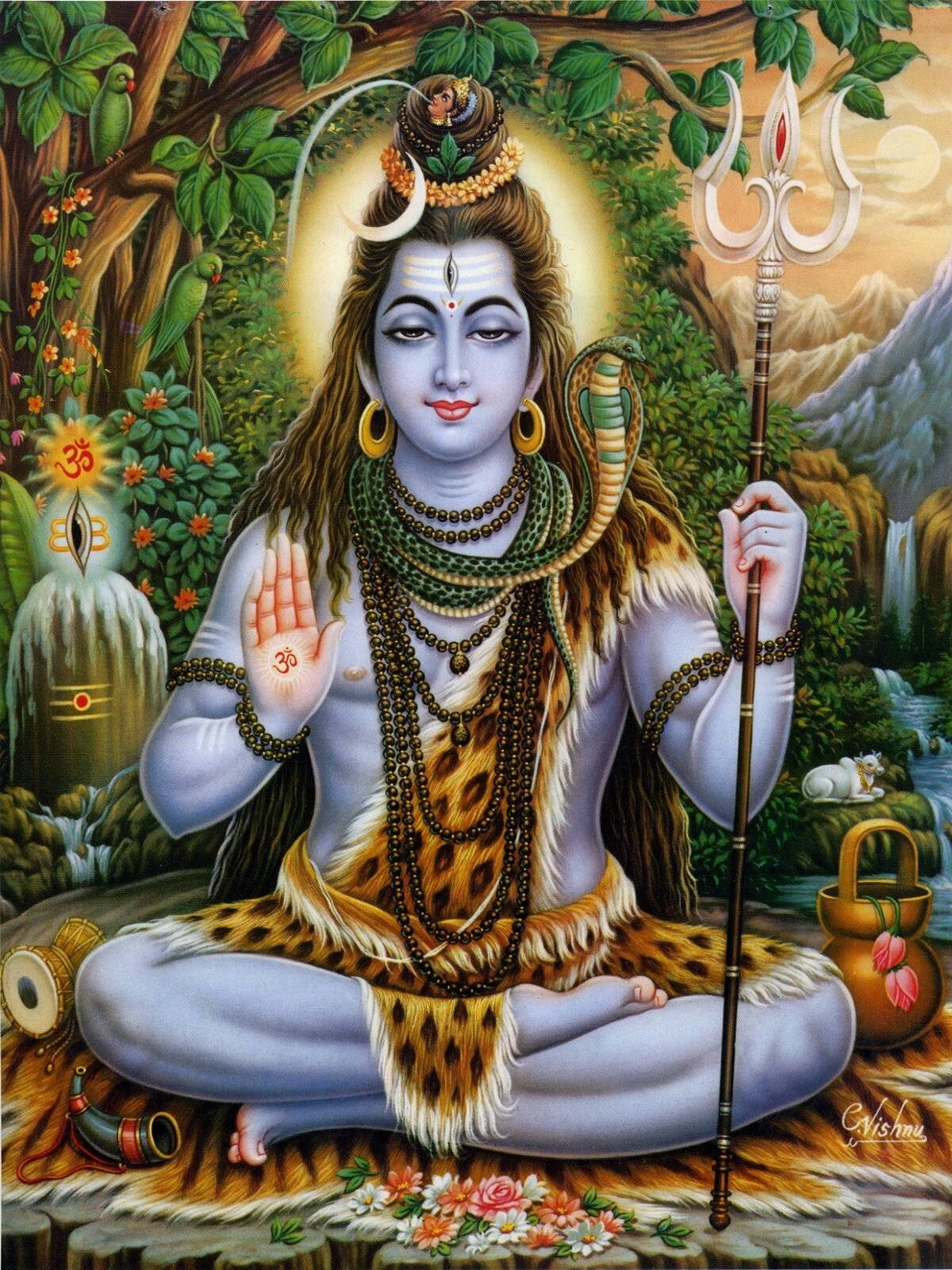 Lord Shiva In Nature Background