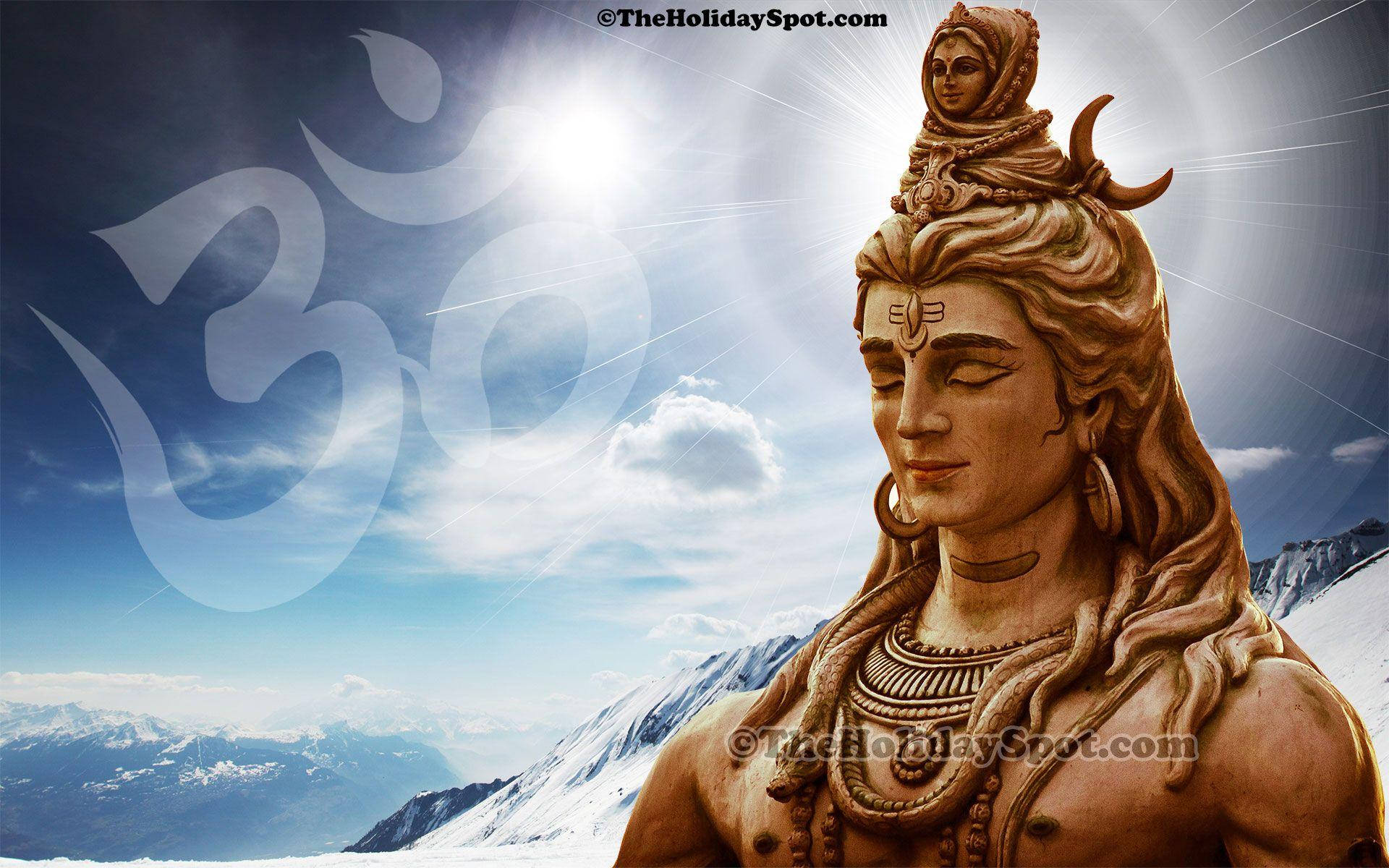 Lord Shiva In Snow Mountain Background