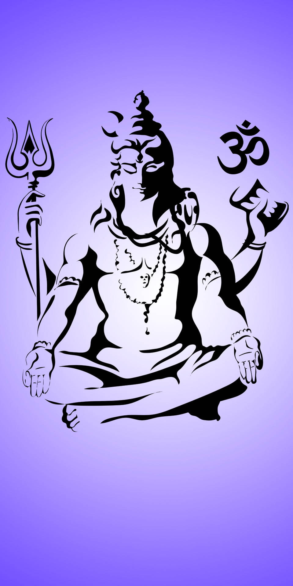 Lord Shiva Mobile Ink Art On Purple Background