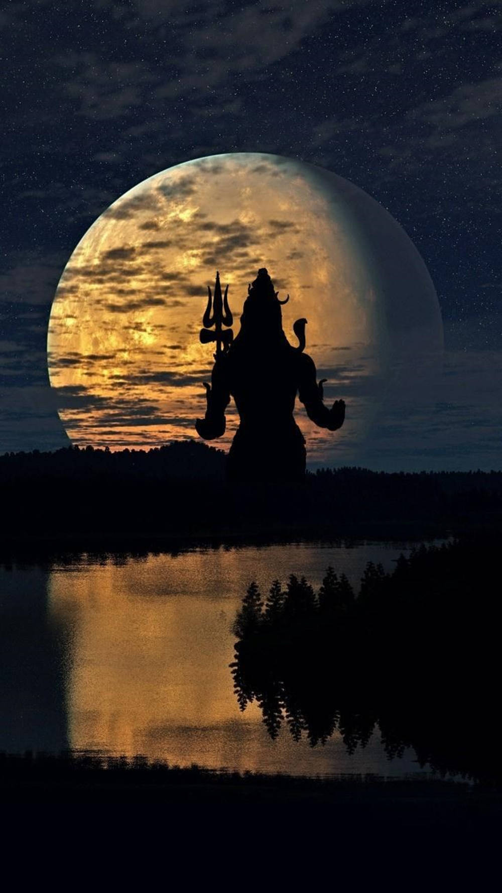 Lord Shiva Of Mahakal During Full Moon Hd Background