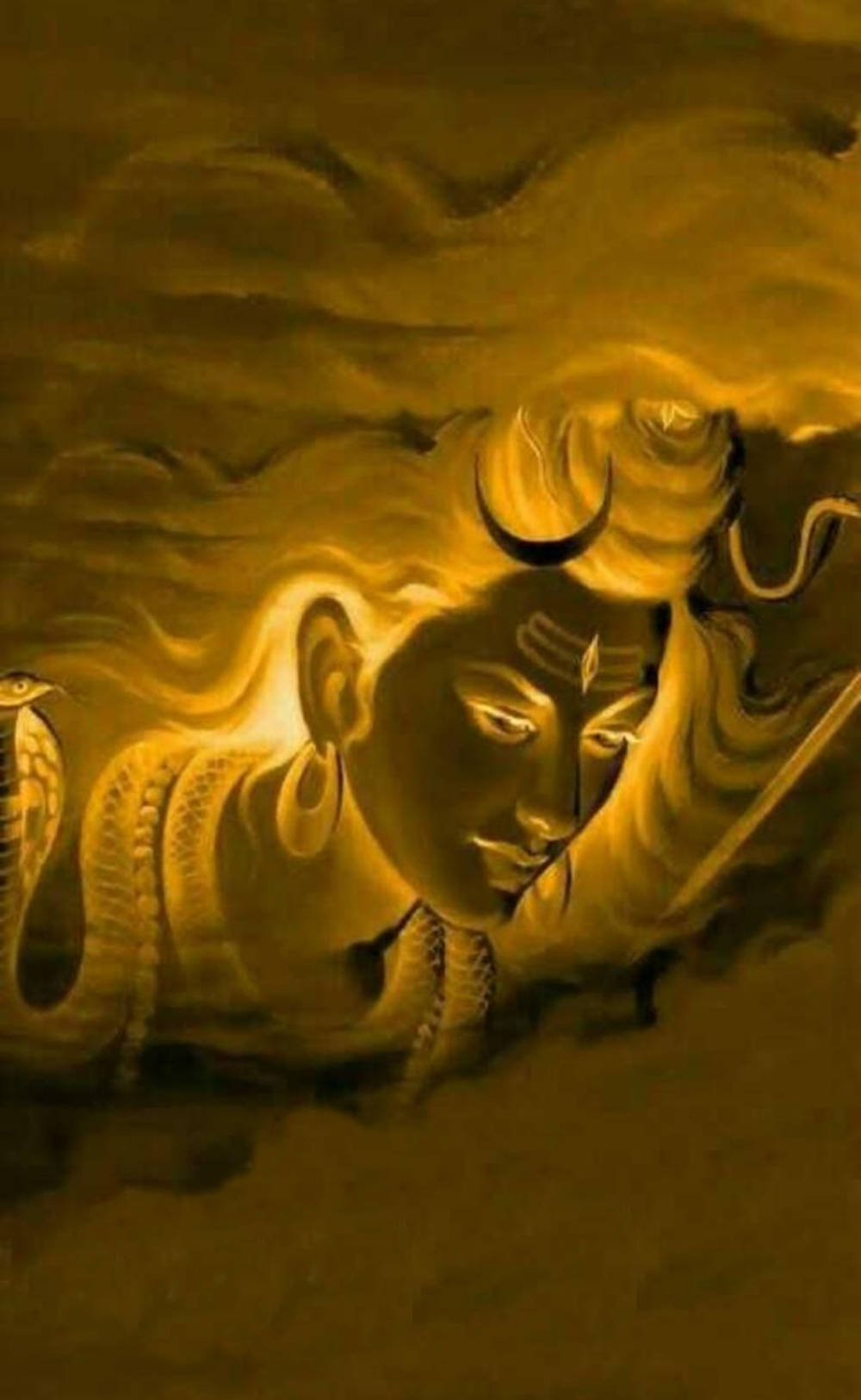 Lord Shiva Of Mahakal In Yellow Hd Background