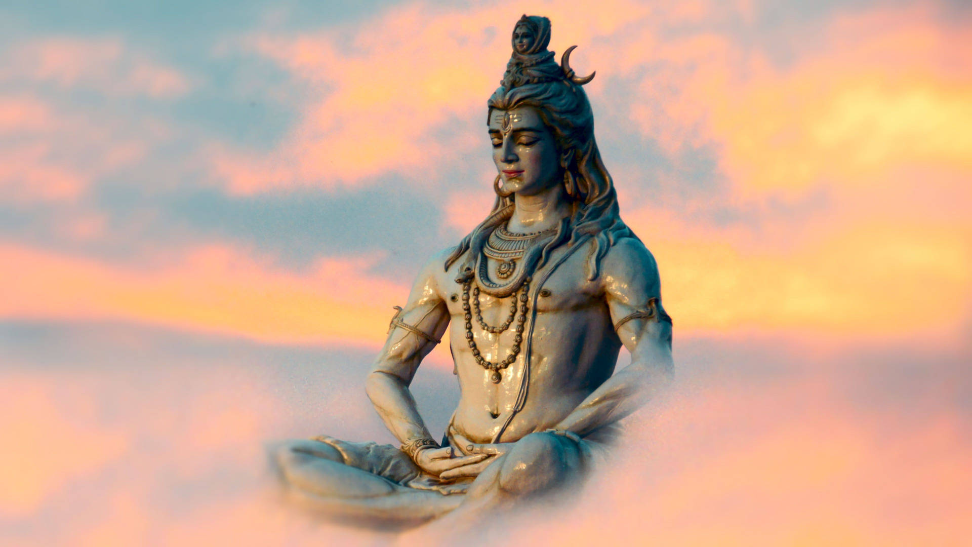 Lord Shiva On Clouds Background