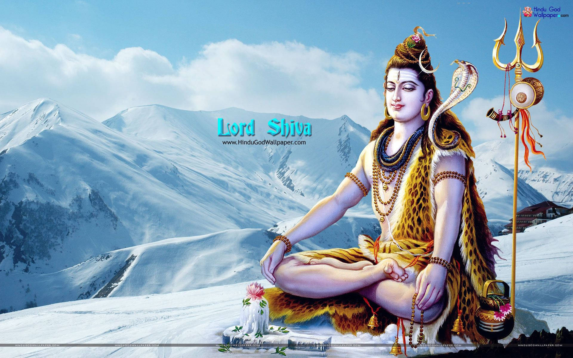 Lord Shiva On Snow Background