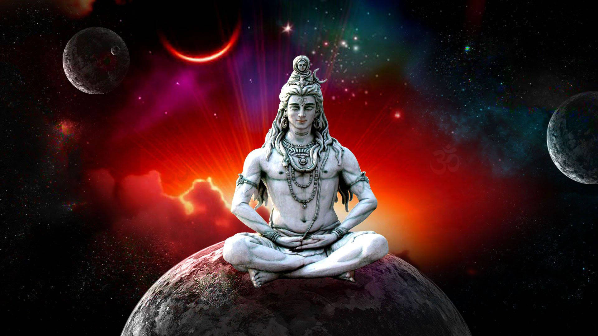 Lord Shiva On Top Of Planet Background
