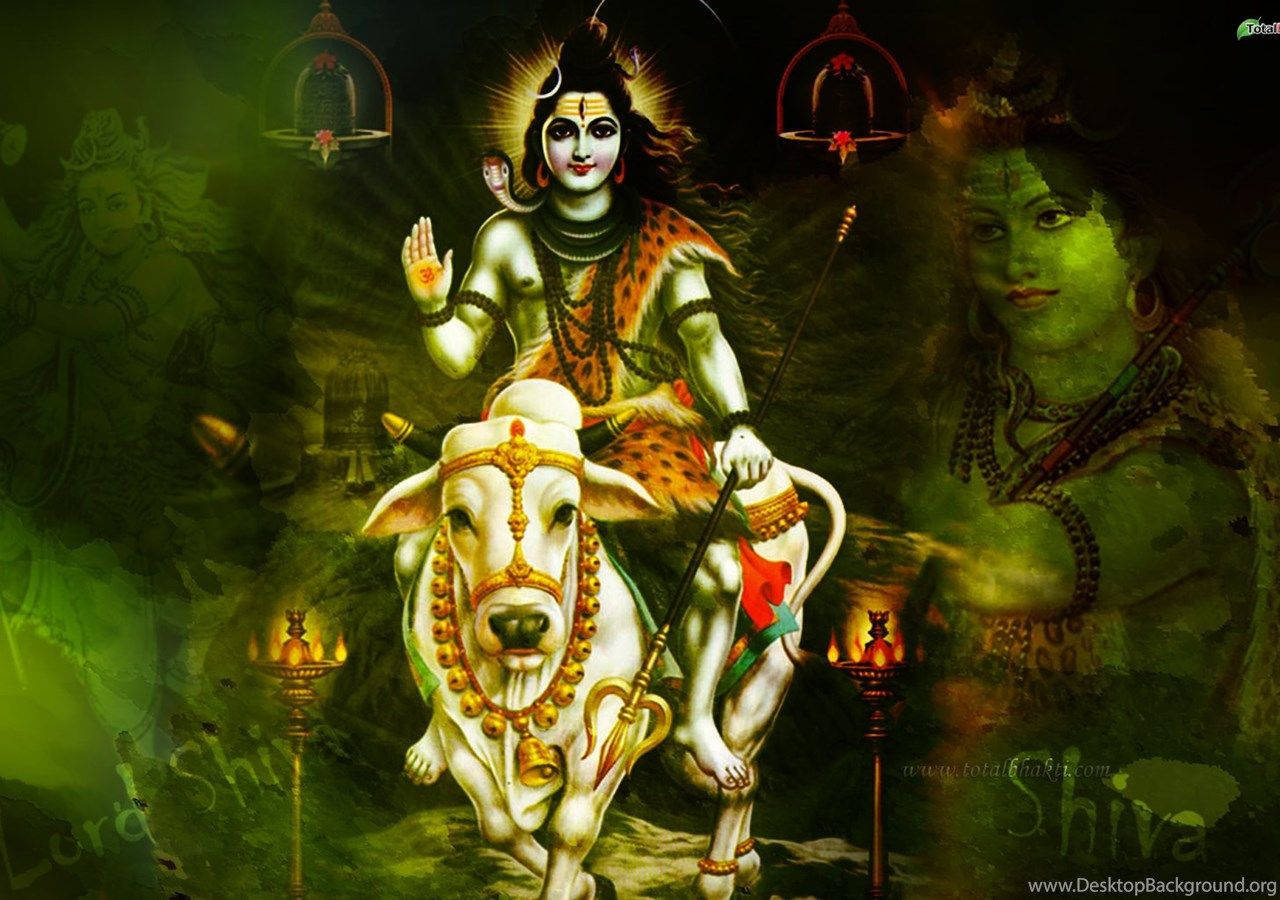 Lord Shiva Riding Cow Background