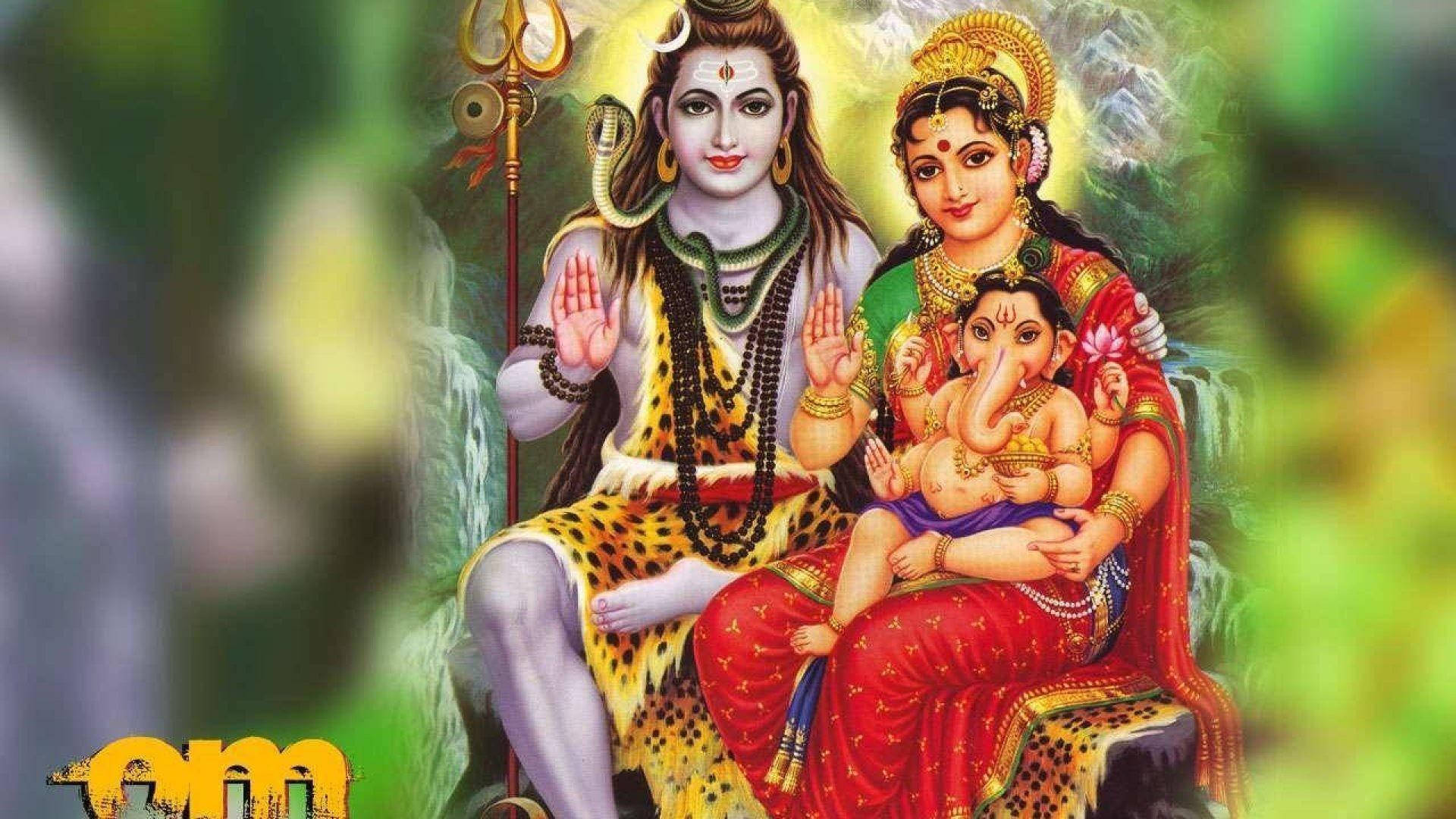 Lord Shiva With Wife Parvati Background