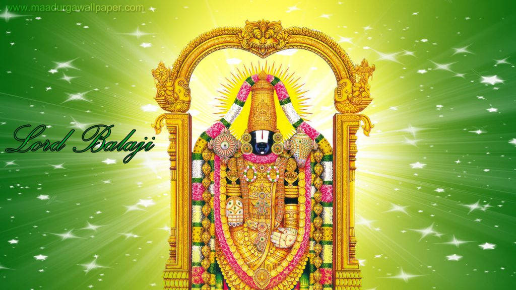 Lord Venkateswara 4k Bright Green Poster Background