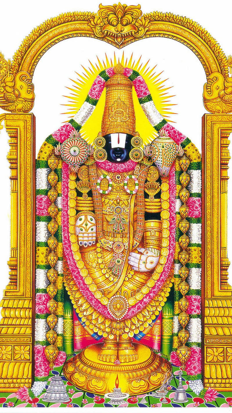 Lord Venkateswara 4k In Gold Background