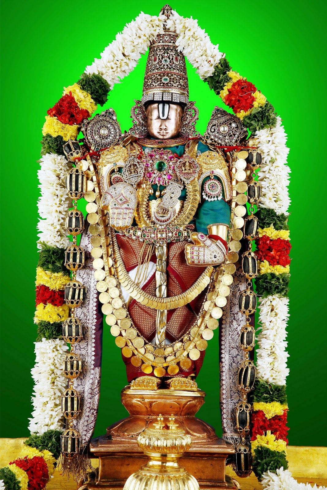 Lord Venkateswara 4k Neon Green Background Background