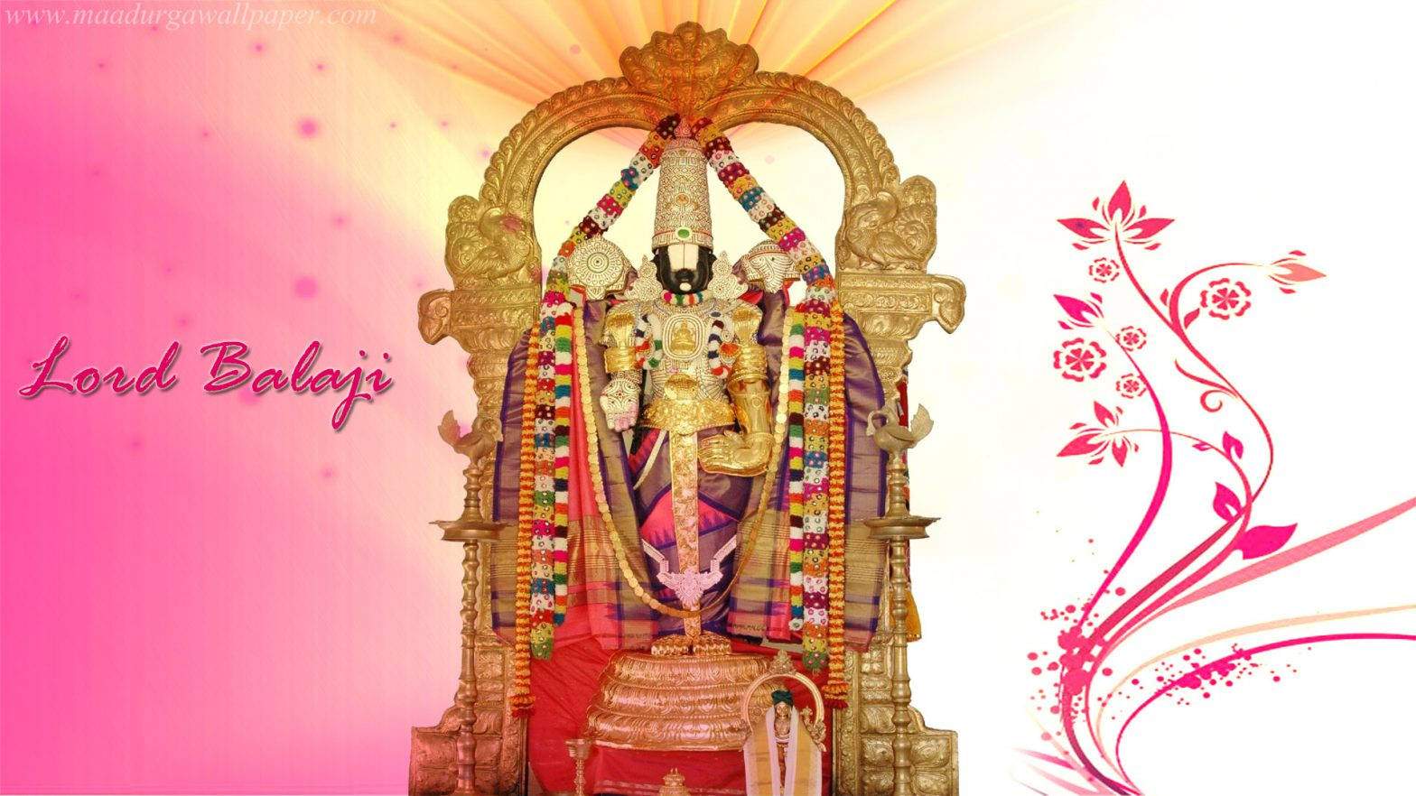 Lord Venkateswara 4k Over Pink Gradient Background