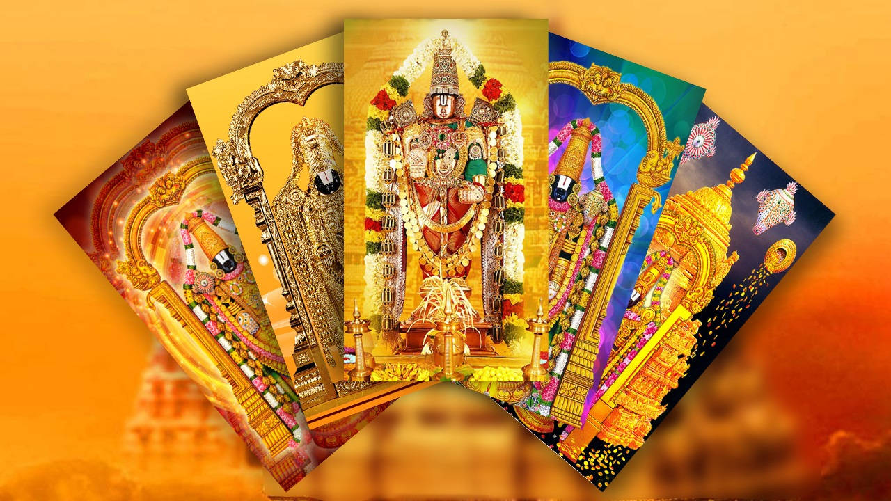 Lord Venkateswara Adorning A Deck Of Cards Background