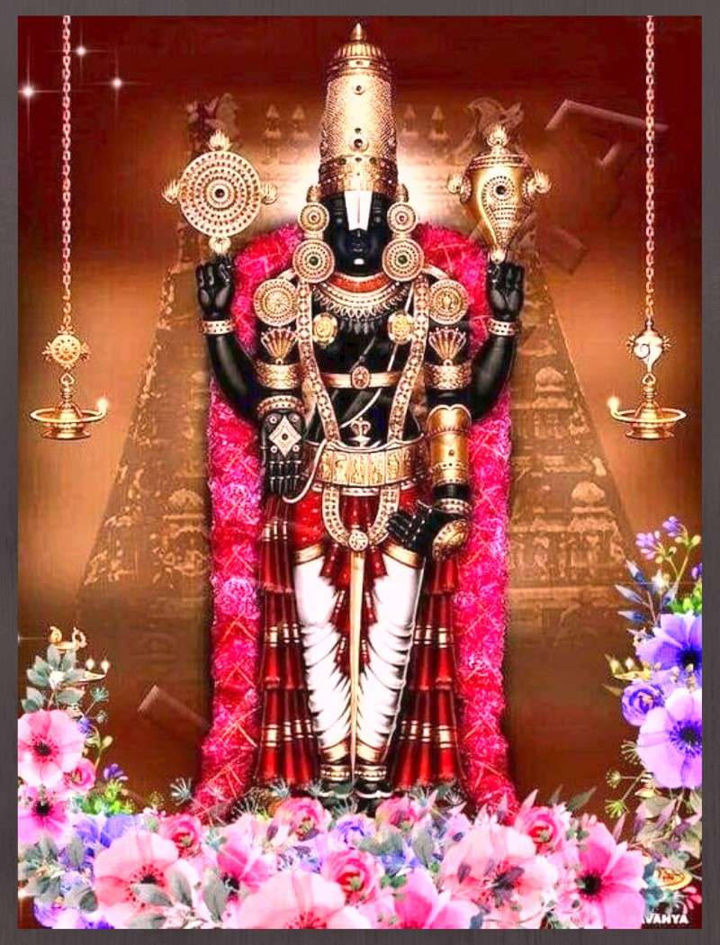 Lord Venkateswara Flower Frame Background