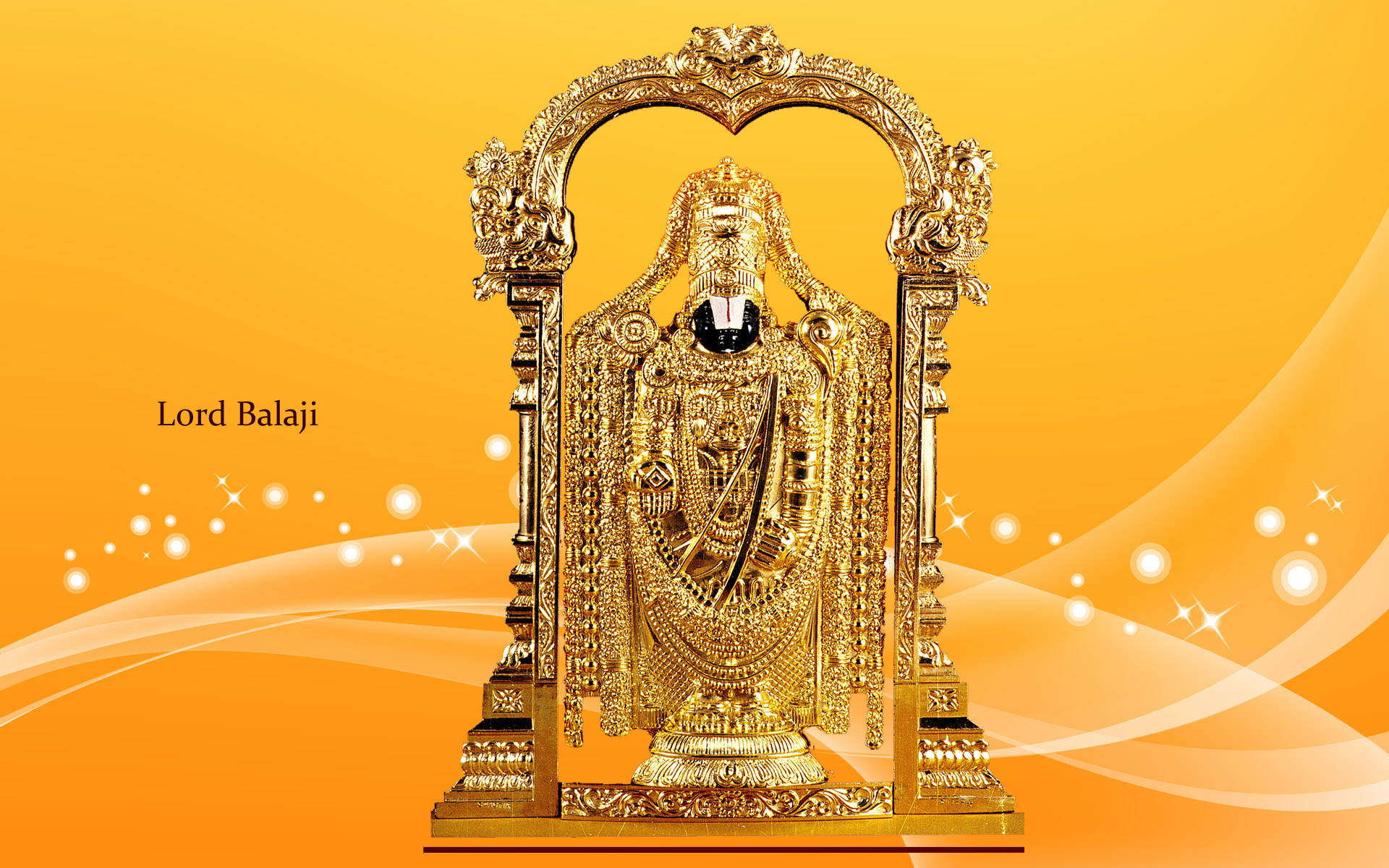 Lord Venkateswara On Sparkly Yellow Background Background