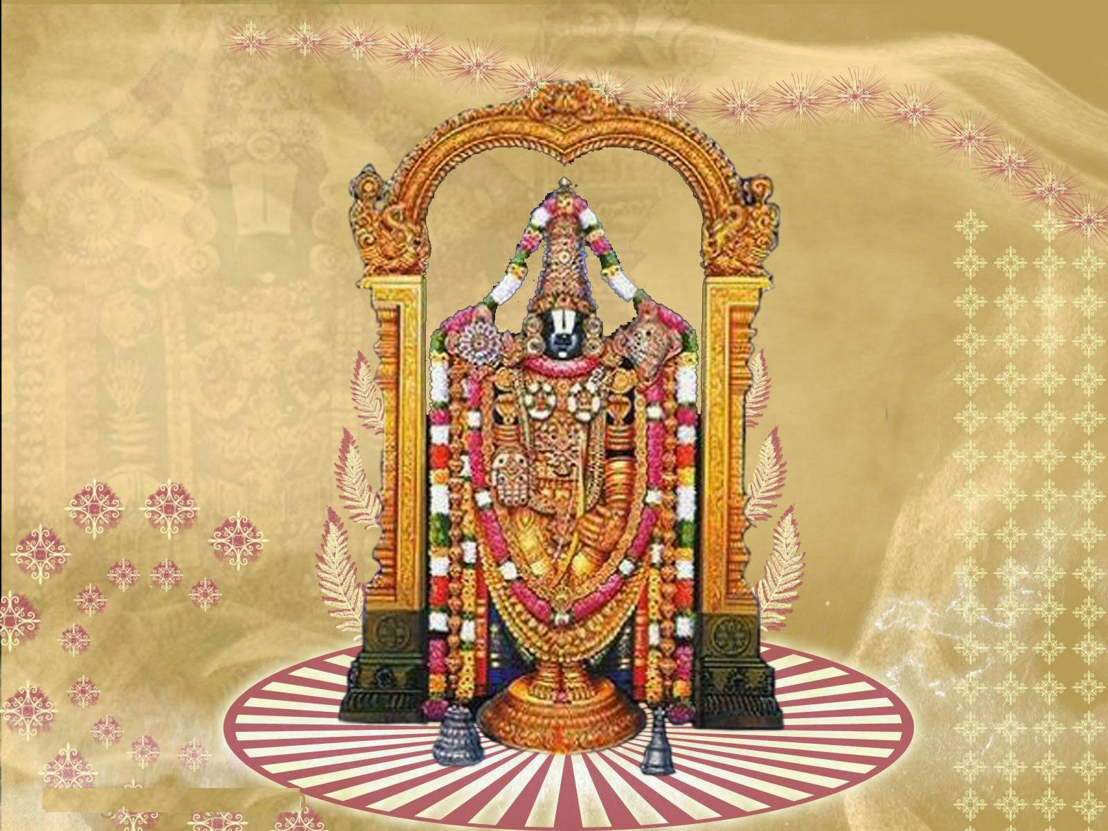 Lord Venkateswara On Spinning Red Floor Background
