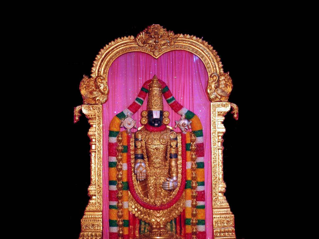 Lord Venkateswara Pink Curtain Background