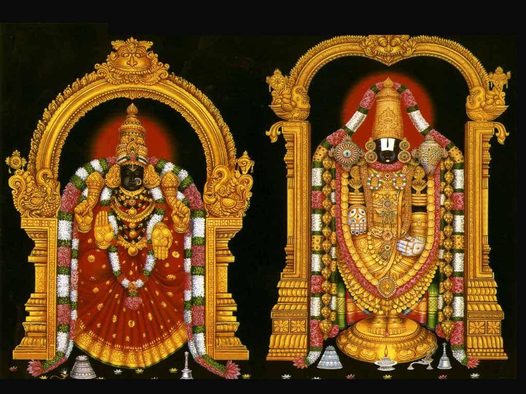 Lord Venkateswara Two Golden Archs Background