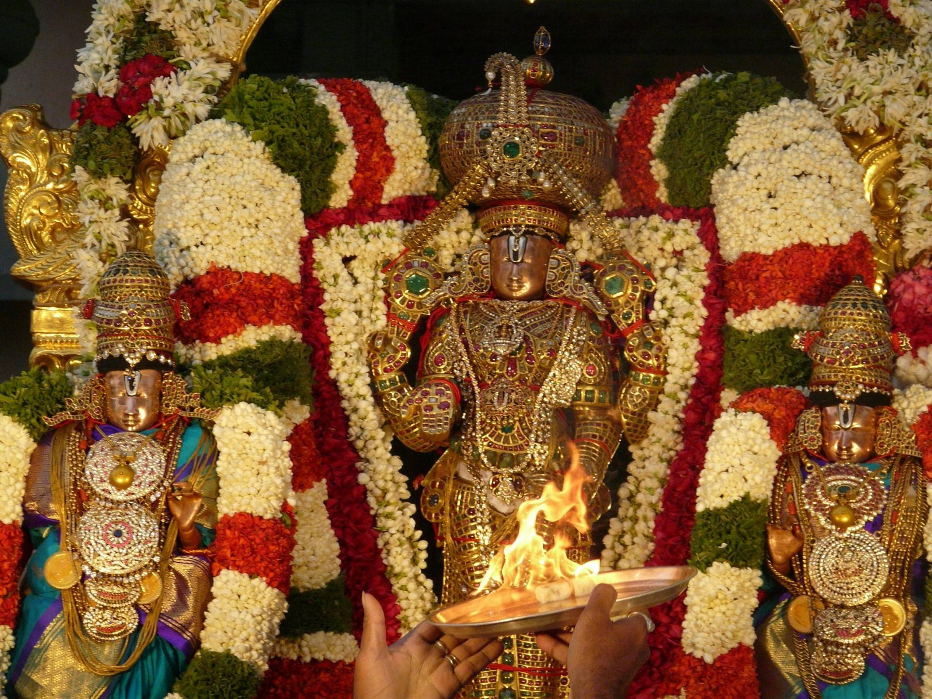 Lord Venkateswara With Flame Background