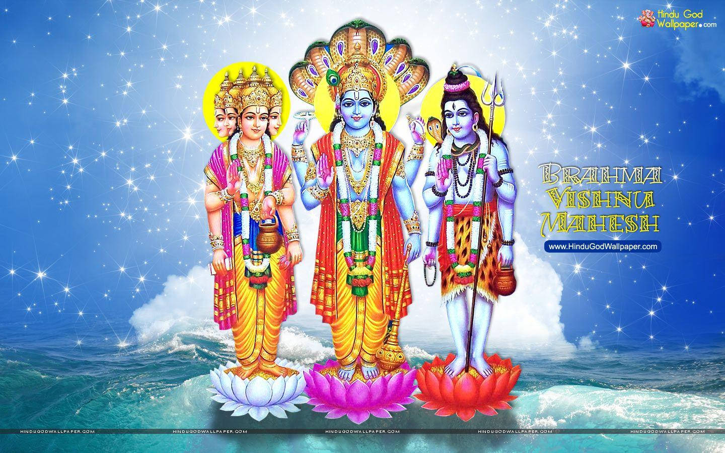 Lord Vishnu In Between Two Goddesses