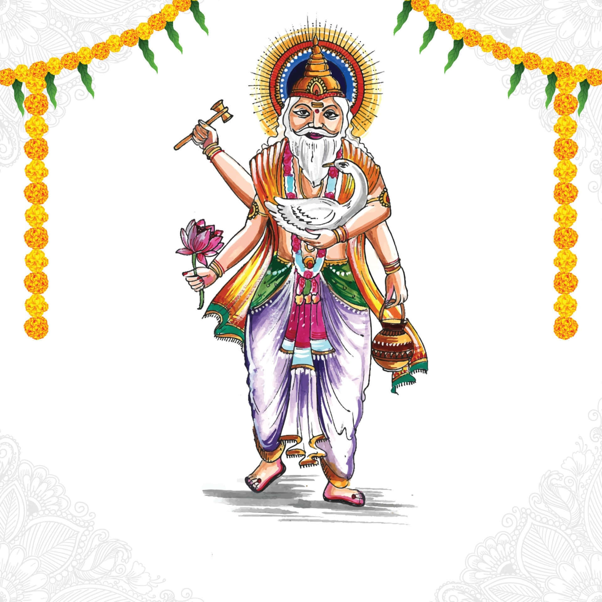 Lord Vishwakarma Illustration