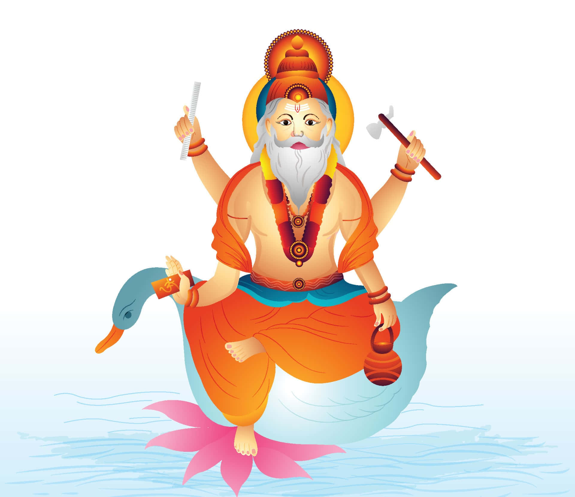 Lord Vishwakarma Seatedon Lotus Background