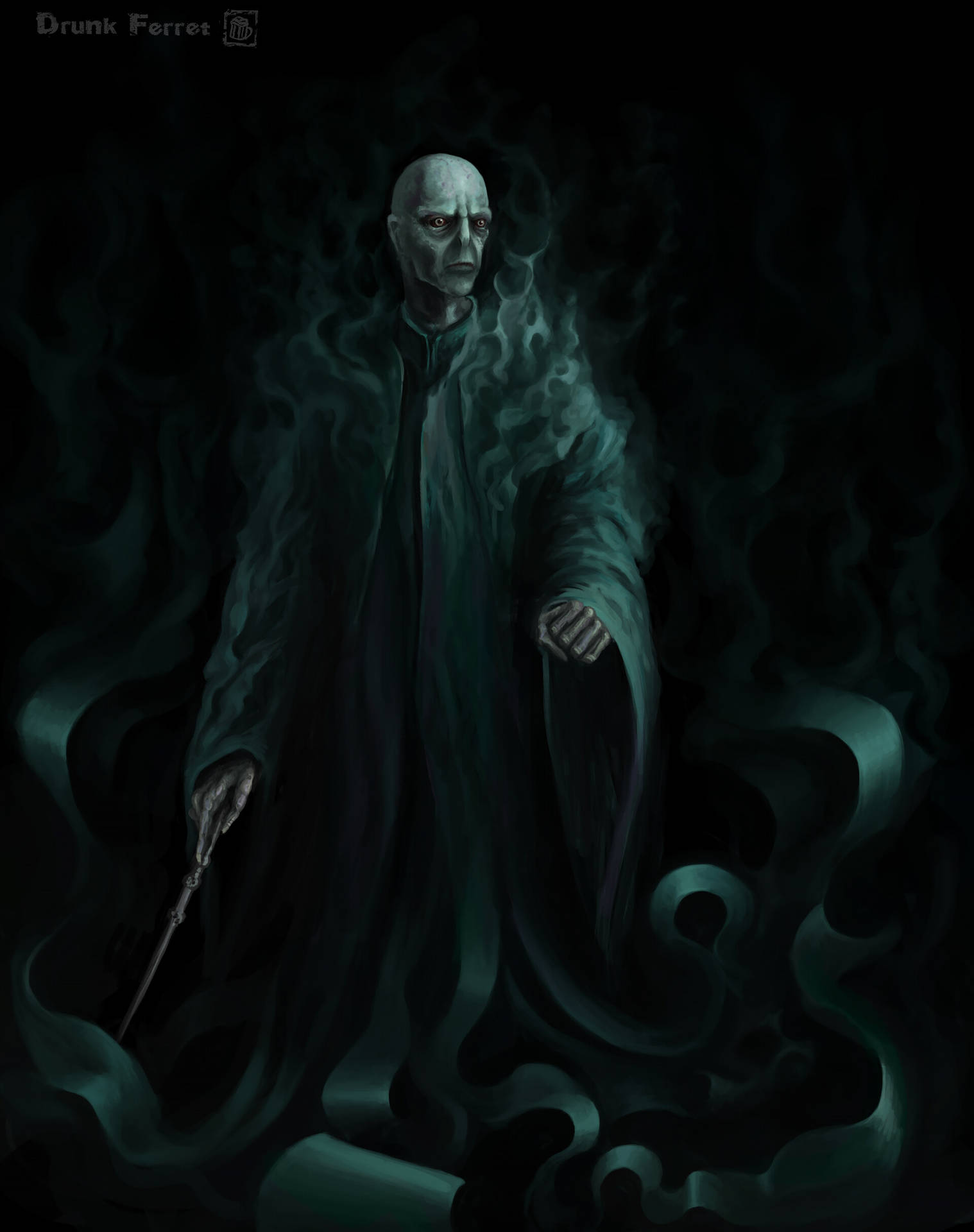 Lord Voldemort Black Spell Background