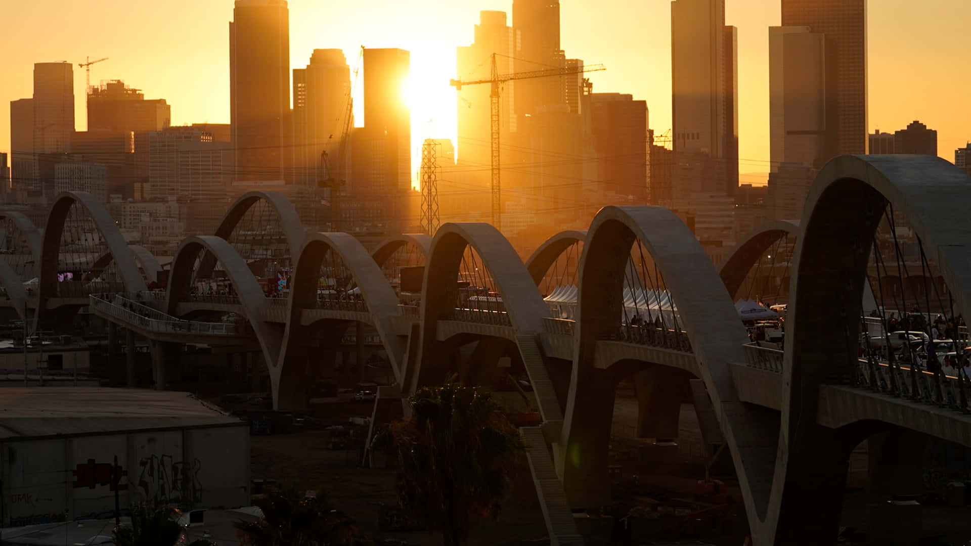 Los Angeles 6th Street Viaduct Skyline Background