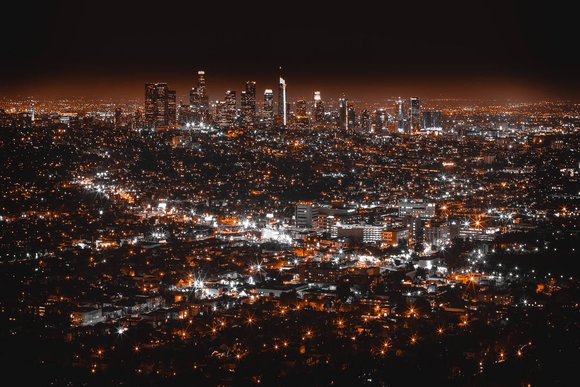 Los Angeles Aerial View At Night Background