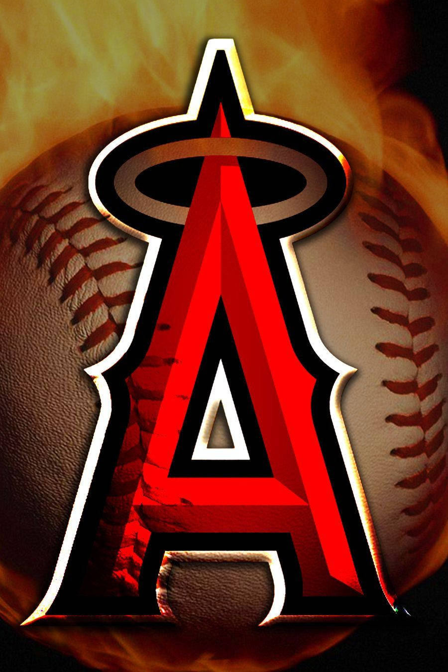 Los Angeles Angels Flaming Baseball